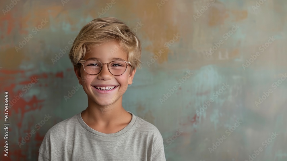Cheerful Preteen in Trendy Eyewear