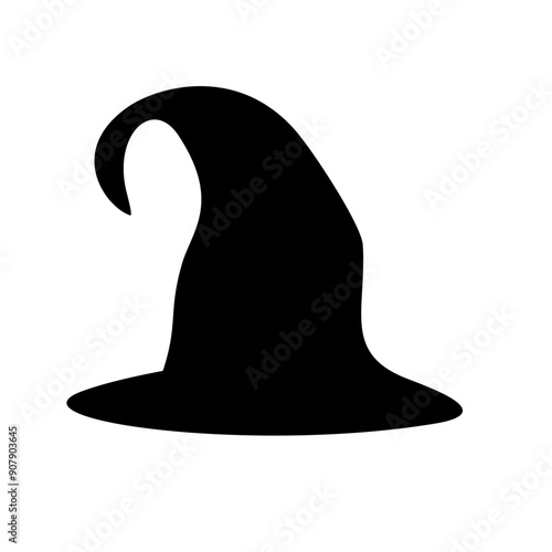 Black silhouette of halloween witch hat. Vector illustration