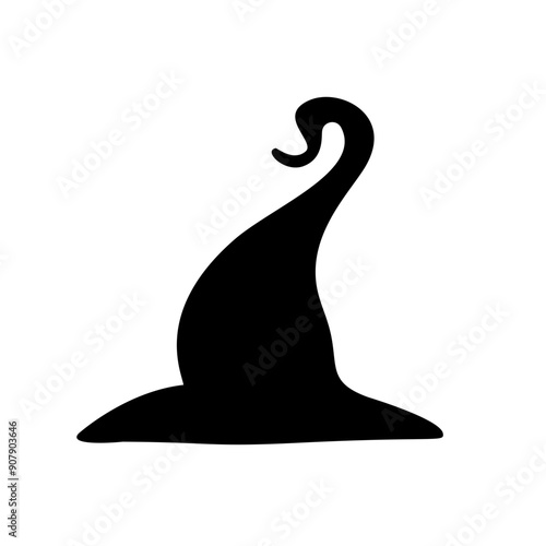 Black silhouette of halloween witch hat. Vector illustration