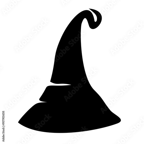 Black silhouette of halloween witch hat. Vector illustration