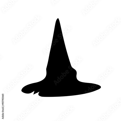 Black silhouette of halloween witch hat. Vector illustration