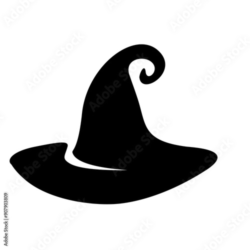 Black silhouette of halloween witch hat. Vector illustration