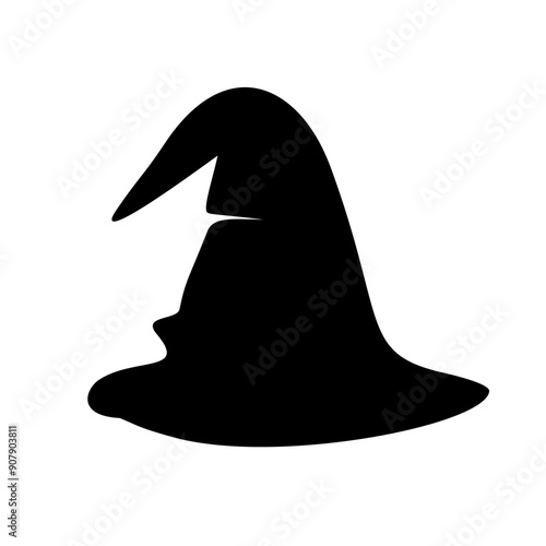 Black silhouette of halloween witch hat. Vector illustration