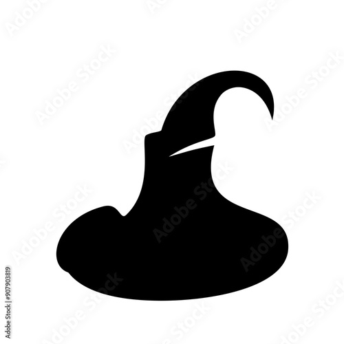 Black silhouette of halloween witch hat. Vector illustration