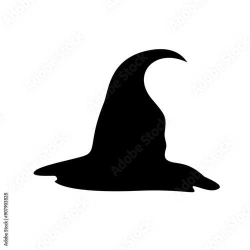 Black silhouette of halloween witch hat. Vector illustration