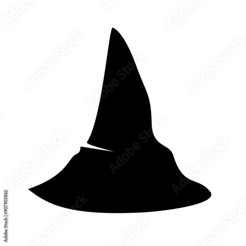 Black silhouette of halloween witch hat. Vector illustration