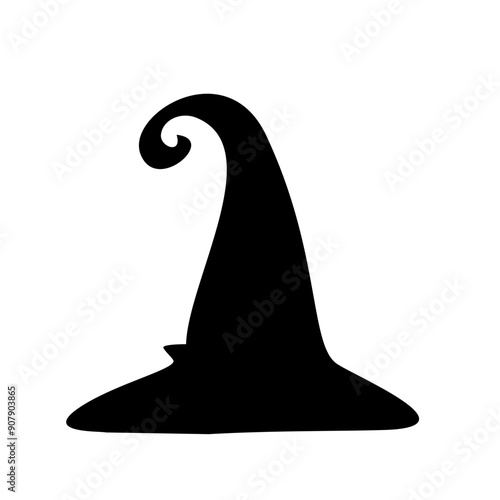 Black silhouette of halloween witch hat. Vector illustration