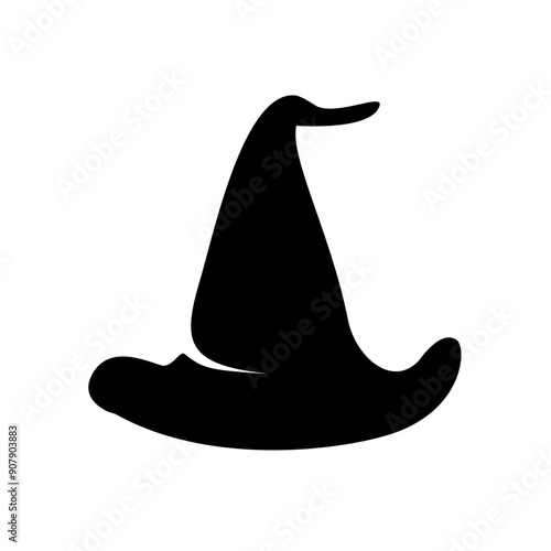 Black silhouette of halloween witch hat. Vector illustration