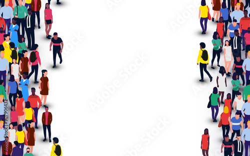 Large group of people on white background. People crowd concept.