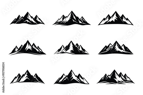 Mountains simple and clean silhouette of nature design vector illustration bundle.