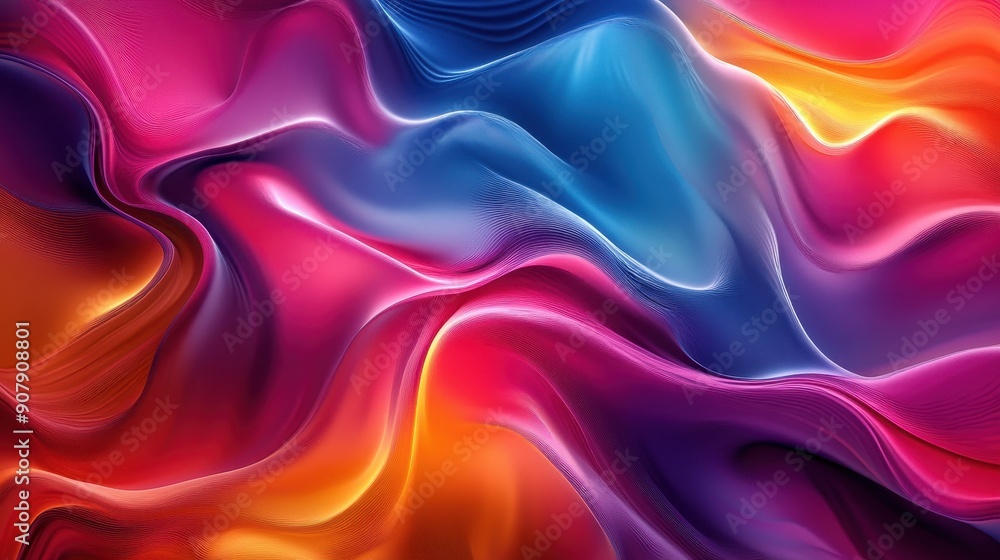 Obraz premium Abstract fluid shapes in vibrant colors, organic shapes, dynamic and flowing