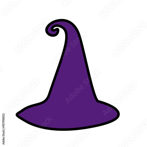 Purple silhouette of halloween witch hat. Vector illustration