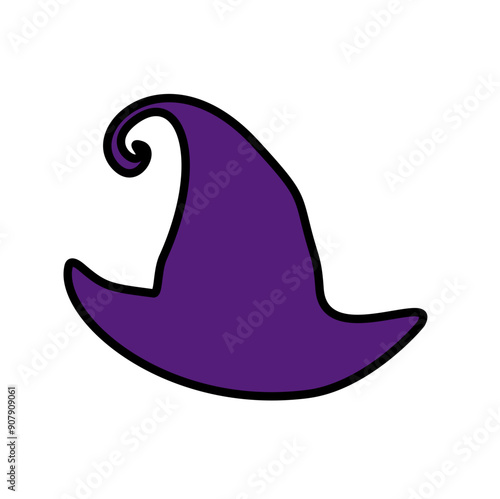 Purple silhouette of halloween witch hat. Vector illustration