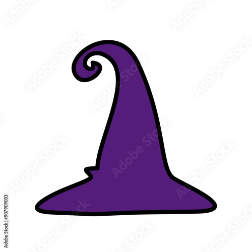 Purple silhouette of halloween witch hat. Vector illustration