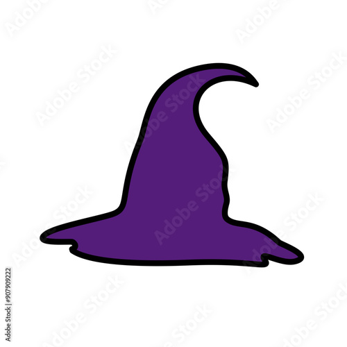 Purple silhouette of halloween witch hat. Vector illustration