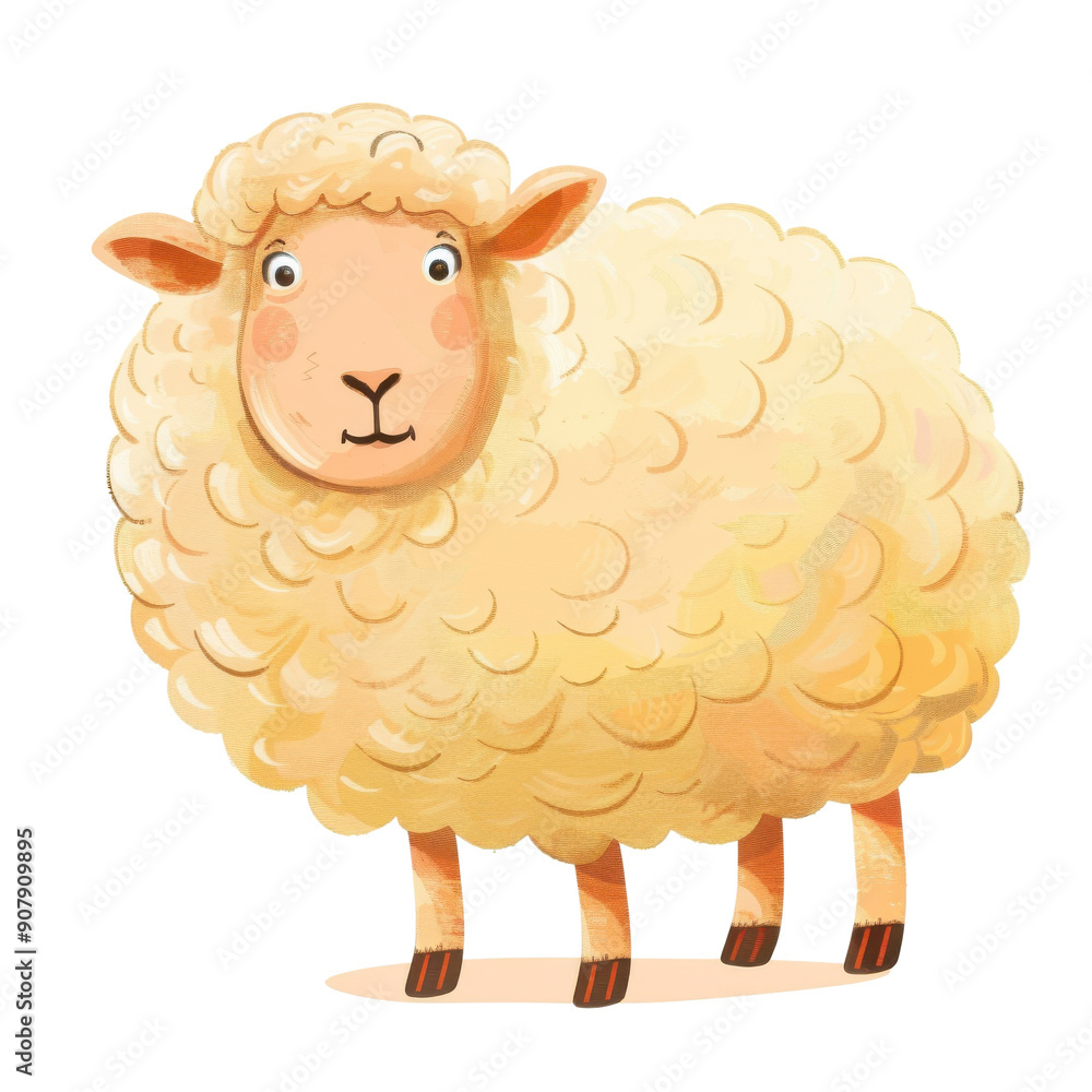 A cute cartoon sheep with fluffy wool and a friendly expression, ideal for children's illustrations and farm-themed designs. Isolated on transparent background. A cute cartoon sheep with fluffy wool and a friendly expression, ideal for children's illustrations and farm-themed designs. Isolated on transparent background.