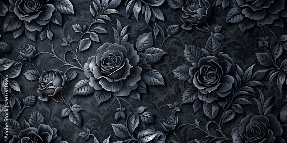 Dark romanticism abounds in this luxurious black floral wallpaper ...