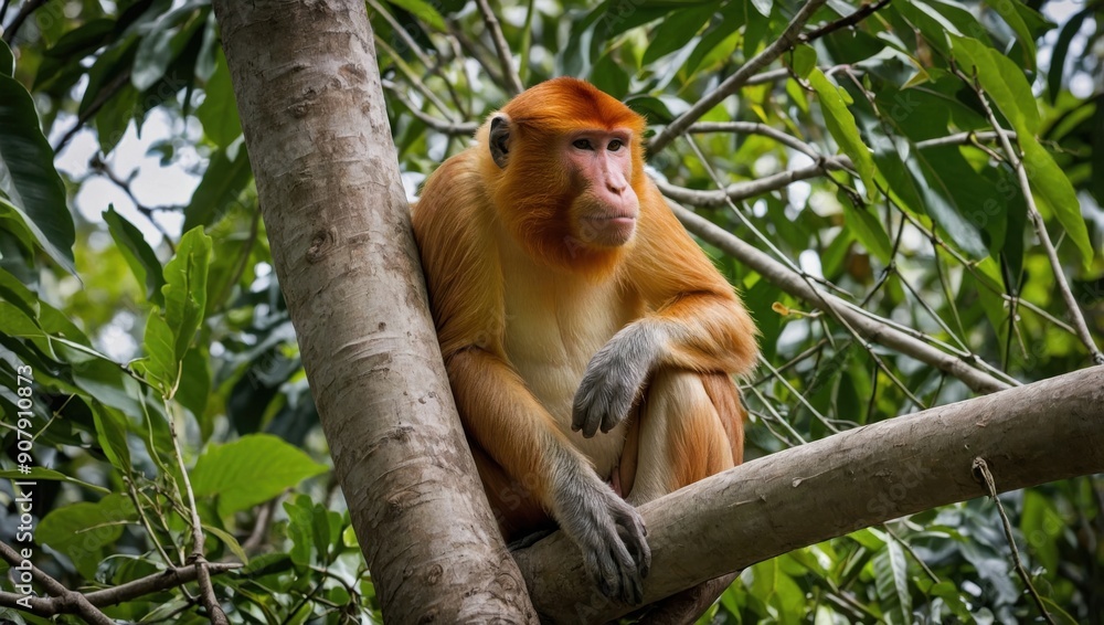 Naklejka premium a monkey sitting on a tree