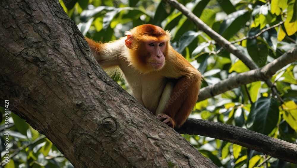 Fototapeta premium a monkey sitting on a tree