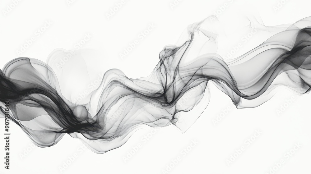 Fototapeta premium Smoke trails in an abstract form, organic shapes, mysterious and elegant