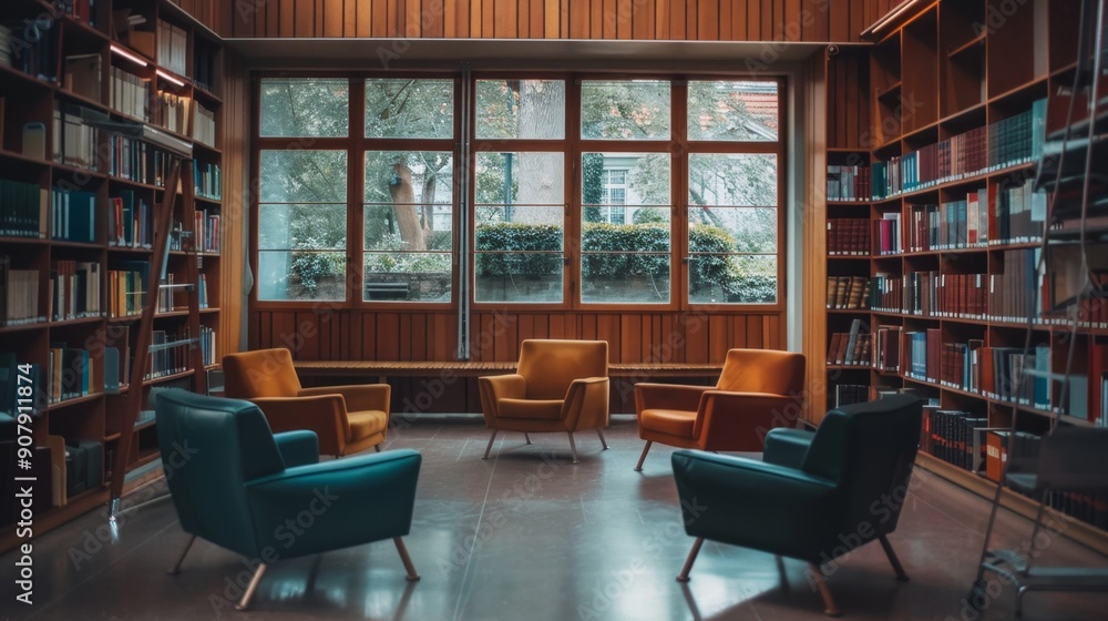 Reading Room with Armchairs and Bookshelves. Reading Room with Armchairs and Bookshelves.