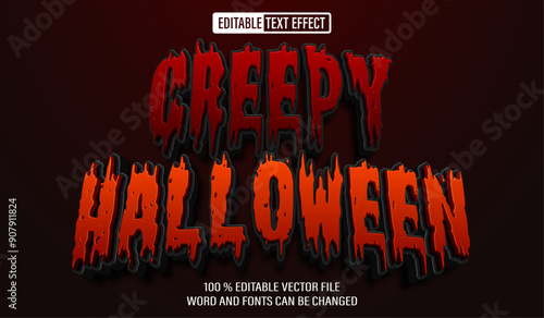 Editable 3d text style effect - Creepy Halloween text effect Template