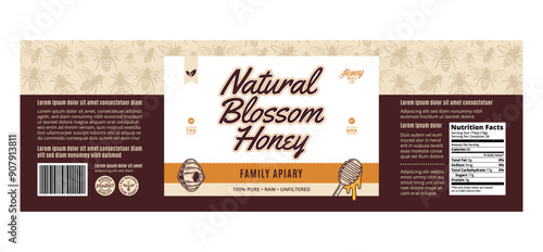 Honey label, honey packaging design template