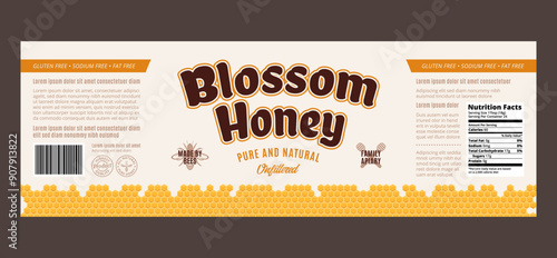 Honey label, honey packaging design template
