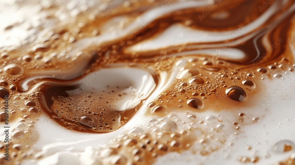 Swirling milk and coffee creating abstract art, organic shapes, calming and unique Swirling milk and coffee creating abstract art, organic shapes, calming and unique