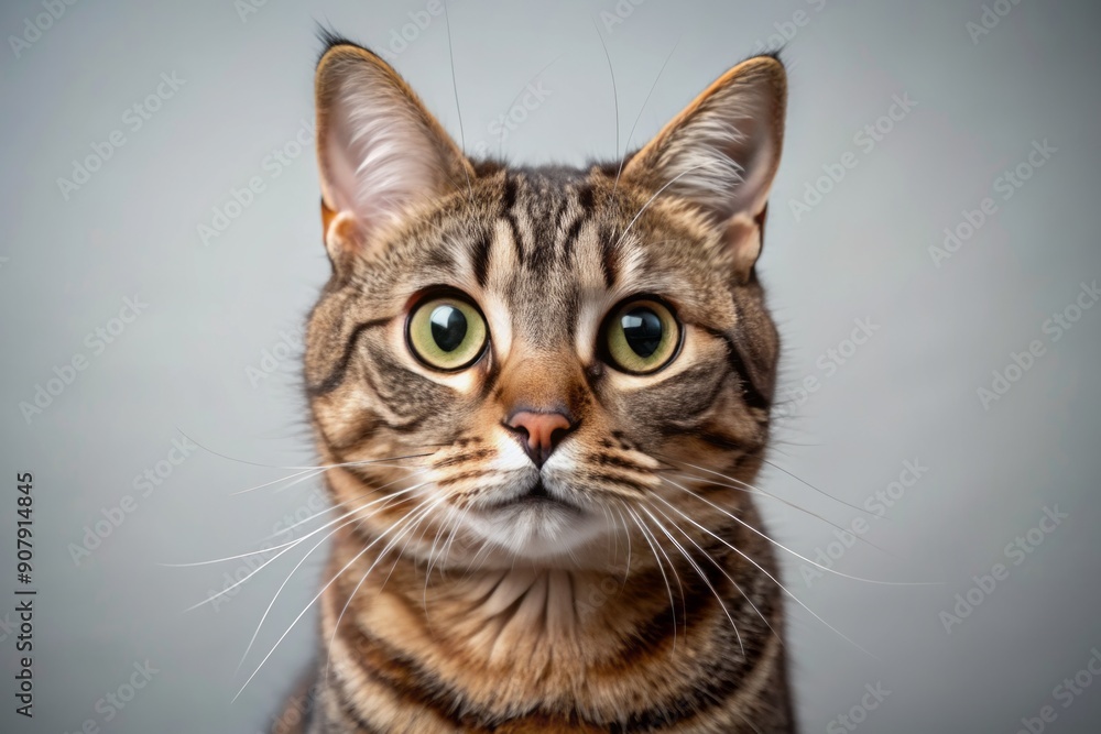 Adorable tabby cat's hilarious facial expression shows utter shock and skepticism, with big rounded eyes and a scrunched up nose in a comical close-up portrait. Adorable tabby cat's hilarious facial expression shows utter shock and skepticism, with big rounded eyes and a scrunched up nose in a comical close-up portrait.