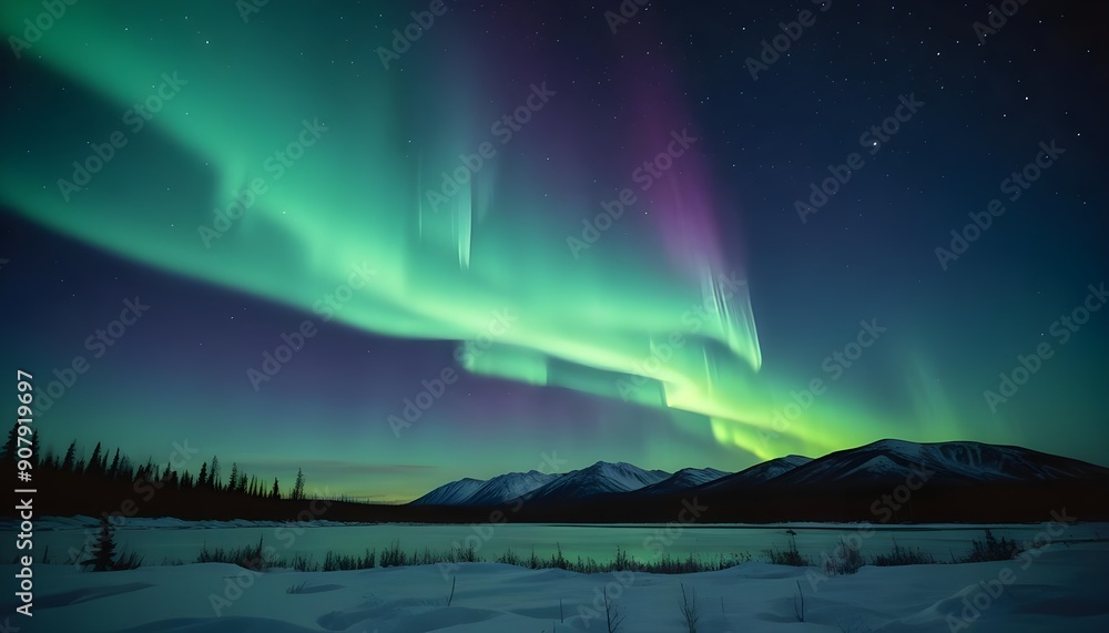 A majestic sky with Aurora and stars is breathtaking A majestic sky with Aurora and stars is breathtaking