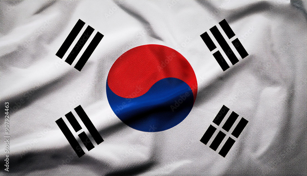South Korean flag background with flag fluttering texture South Korean flag background with flag fluttering texture