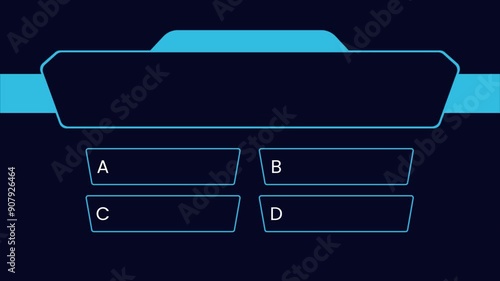 Quiz Neon Line Animation with option selection in blue background