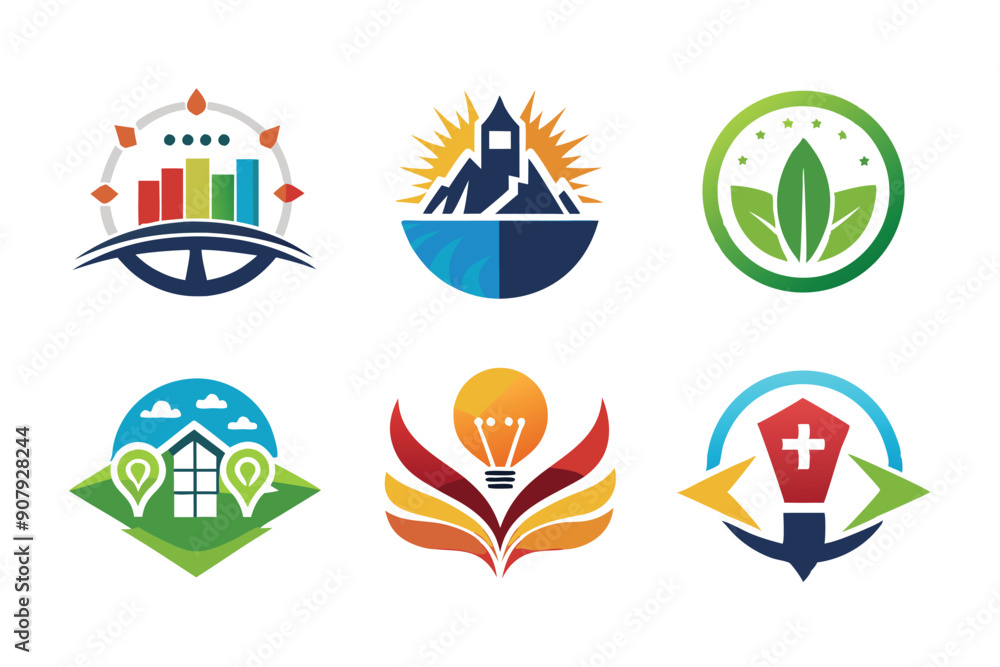 Colorful Abstract Logo Designs with Geometric Shapes and Symbols Colorful Abstract Logo Designs with Geometric Shapes and Symbols