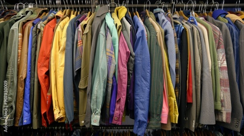 Wallpaper Mural Colorful Clothes Hanging on a Rack. Torontodigital.ca