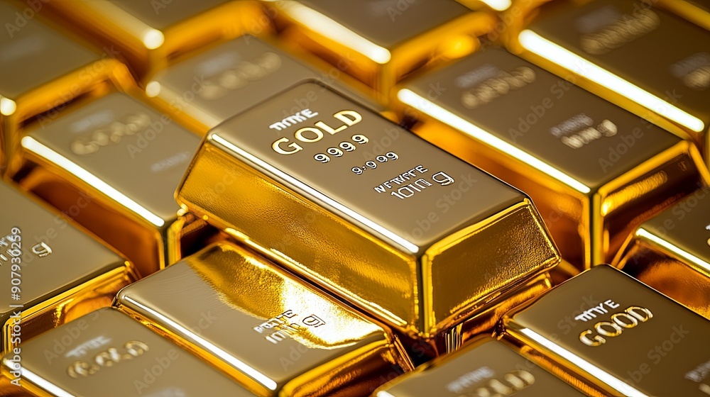 Semi close-up of gold bars stacked together, symbolizing wealth and luxury, more clarity with clear light and sharp focus, high detailed Semi close-up of gold bars stacked together, symbolizing wealth and luxury, more clarity with clear light and sharp focus, high detailed