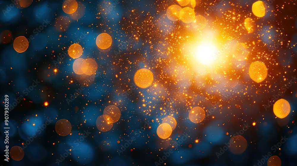city blurring lights abstract circular bokeh on a blue background city blurring lights abstract circular bokeh on a blue background