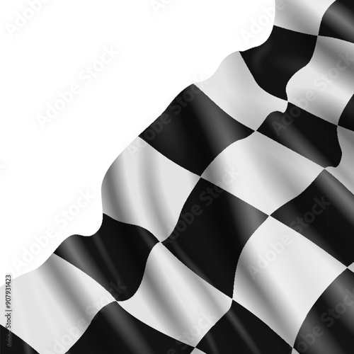 Squared pattern textile realistic mockup. Racing flag