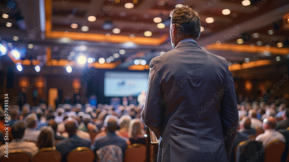 Leadership in Focus: A Speaker's Command at a Business Conference. Leadership in Focus: A Speaker's Command at a Business Conference.