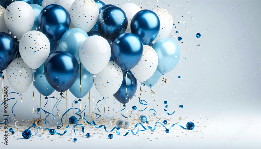 Birthday celebration | Birthday celebration banner with blue and white balloons Birthday celebration | Birthday celebration banner with blue and white balloons