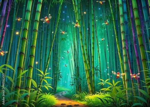 Magical fairy-tale night forest