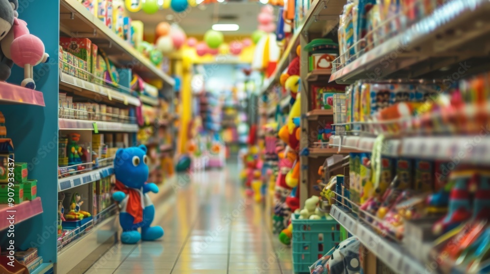 custom made wallpaper toronto digitalColorful Toys on Shelves in a Toy Store.