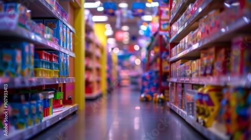 Wallpaper Mural Blurred Shelves In Toy Store. Torontodigital.ca