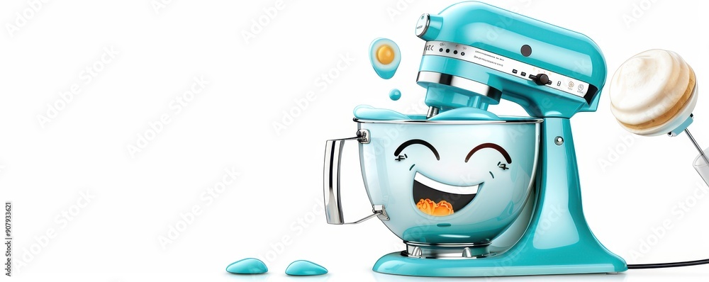 Smiling blue kitchen mixer with whisk attachment and playful expression, ideal for baking and kitchen-themed designs. Smiling blue kitchen mixer with whisk attachment and playful expression, ideal for baking and kitchen-themed designs.
