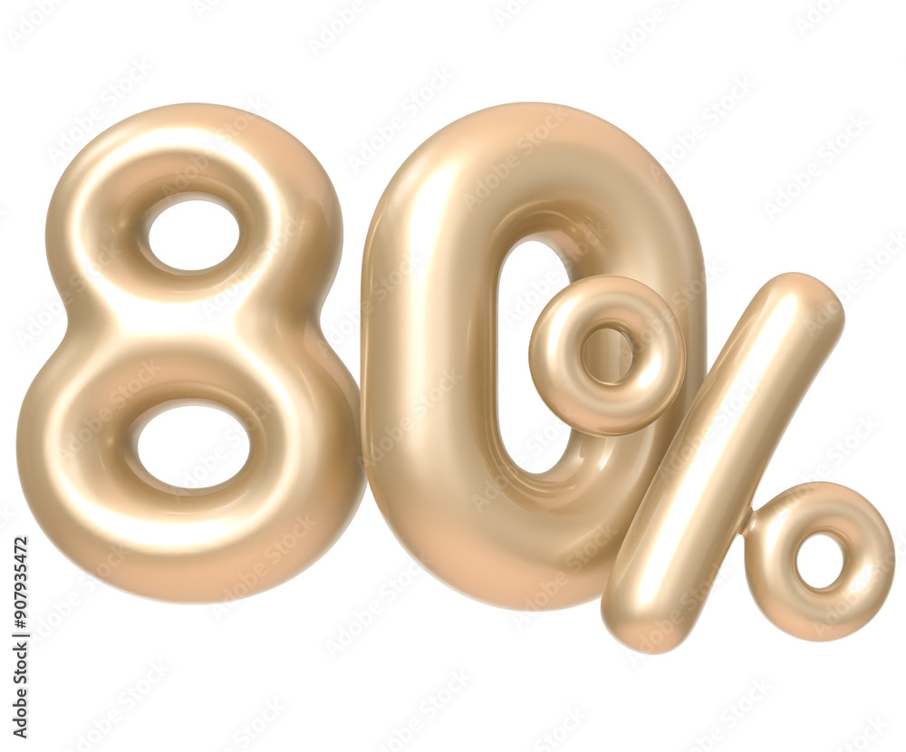 80 Percent Number Champagne color 3d Render 80 Percent Number Champagne color 3d Render