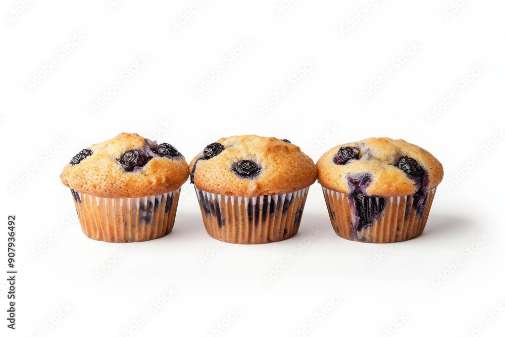 classic blueberry muffins, featuring golden-brown tops with a soft, fluffy interior, bursting with juicy blueberries, set against a clean white background classic blueberry muffins, featuring golden-brown tops with a soft, fluffy interior, bursting with juicy blueberries, set against a clean white background