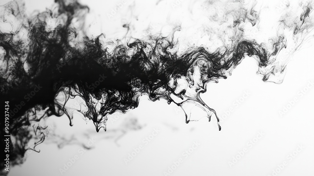 Obraz premium Ink spreading in water creating tree-like patterns, organic shapes, artistic and fluid