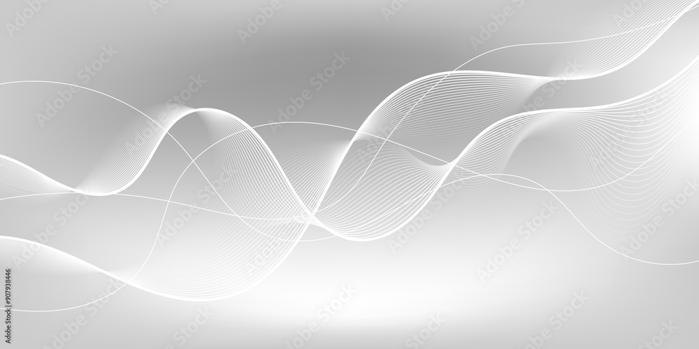 Abstract white wave dynamic curve lines on gray background. Energy technology concept modern backdrop design for business, presentation, banner. Abstract white wave dynamic curve lines on gray background. Energy technology concept modern backdrop design for business, presentation, banner.