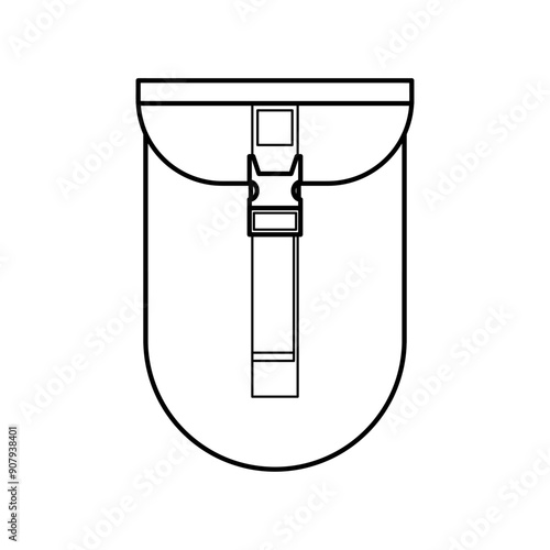 Cartridge pouch for shovel icon. Cartridge pouch for combat tourniquet icon. Cartridge pouch icon. Tactical equipment, tactical uniform icon.