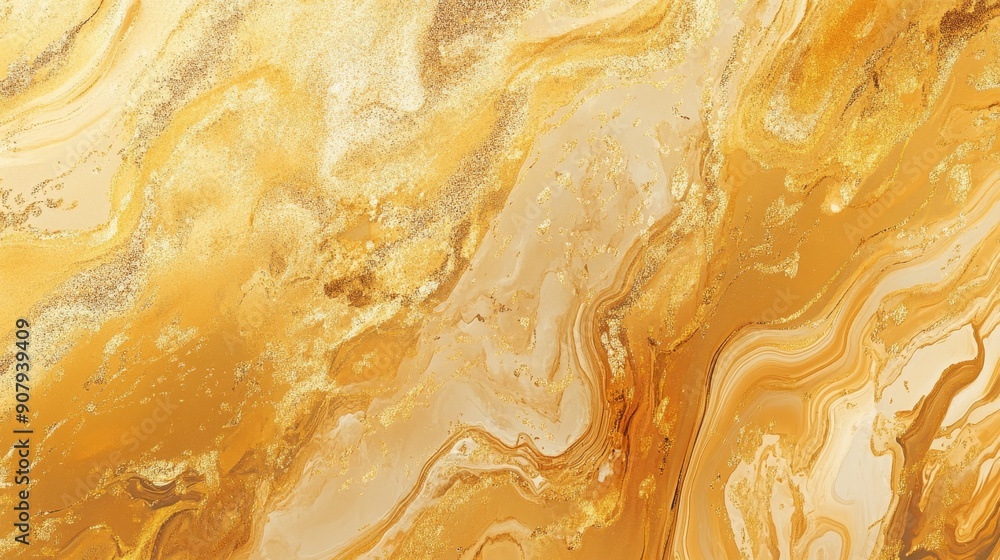 This abstract background features a blend of gold and beige liquid marble swirls, symbolizing luxury, fluidity, movement, richness, and artistry. This abstract background features a blend of gold and beige liquid marble swirls, symbolizing luxury, fluidity, movement, richness, and artistry.